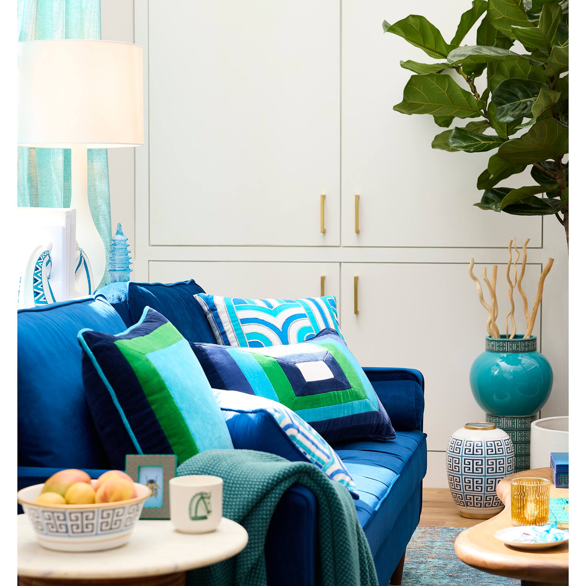 Jonathan Adler x Michaels 18" Blue & Green Square Pillow